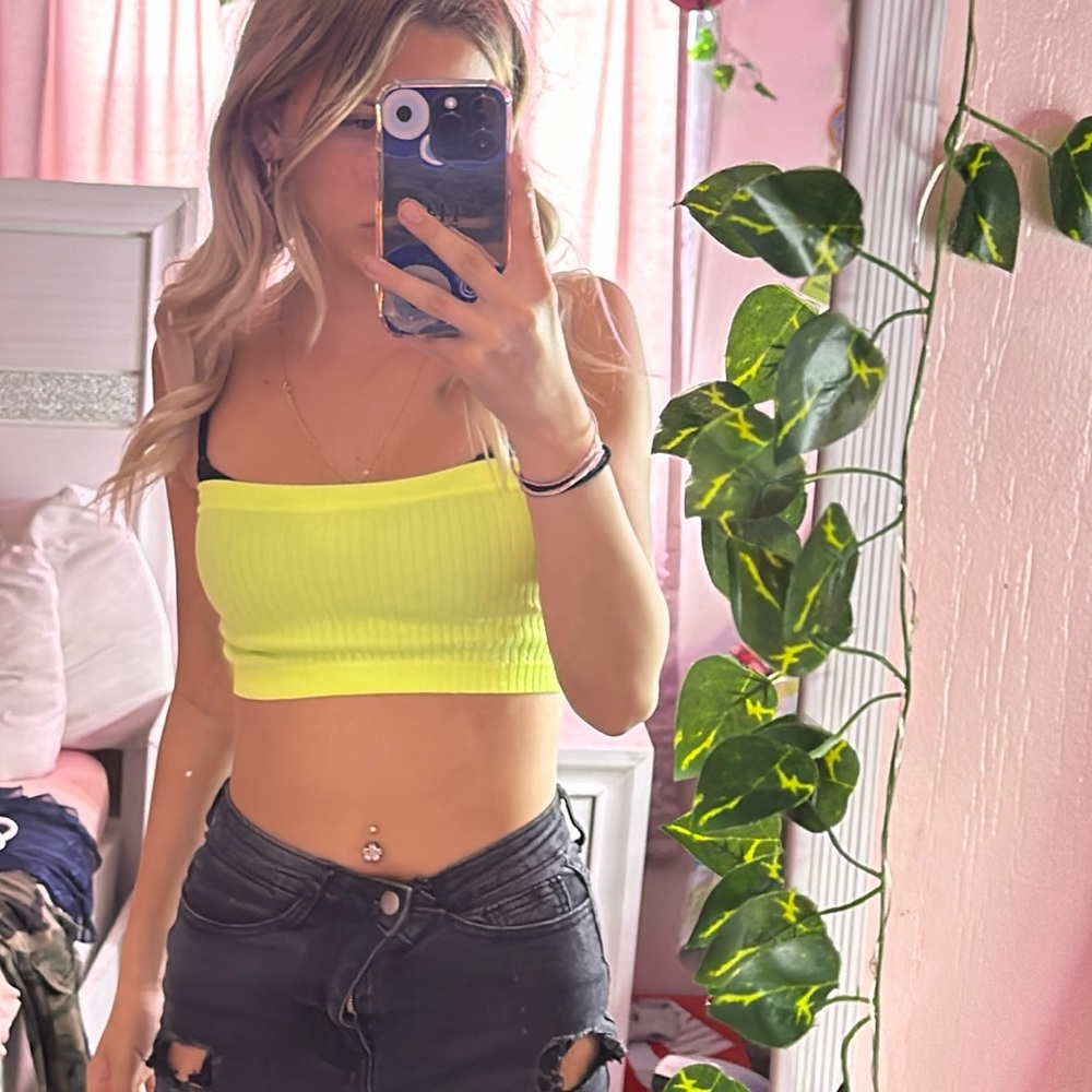 Neon green tube top